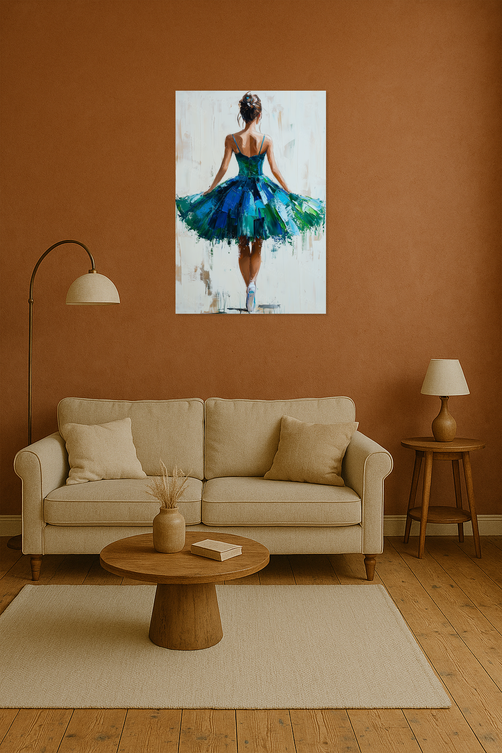 Dansende ballerina in groen en blauw