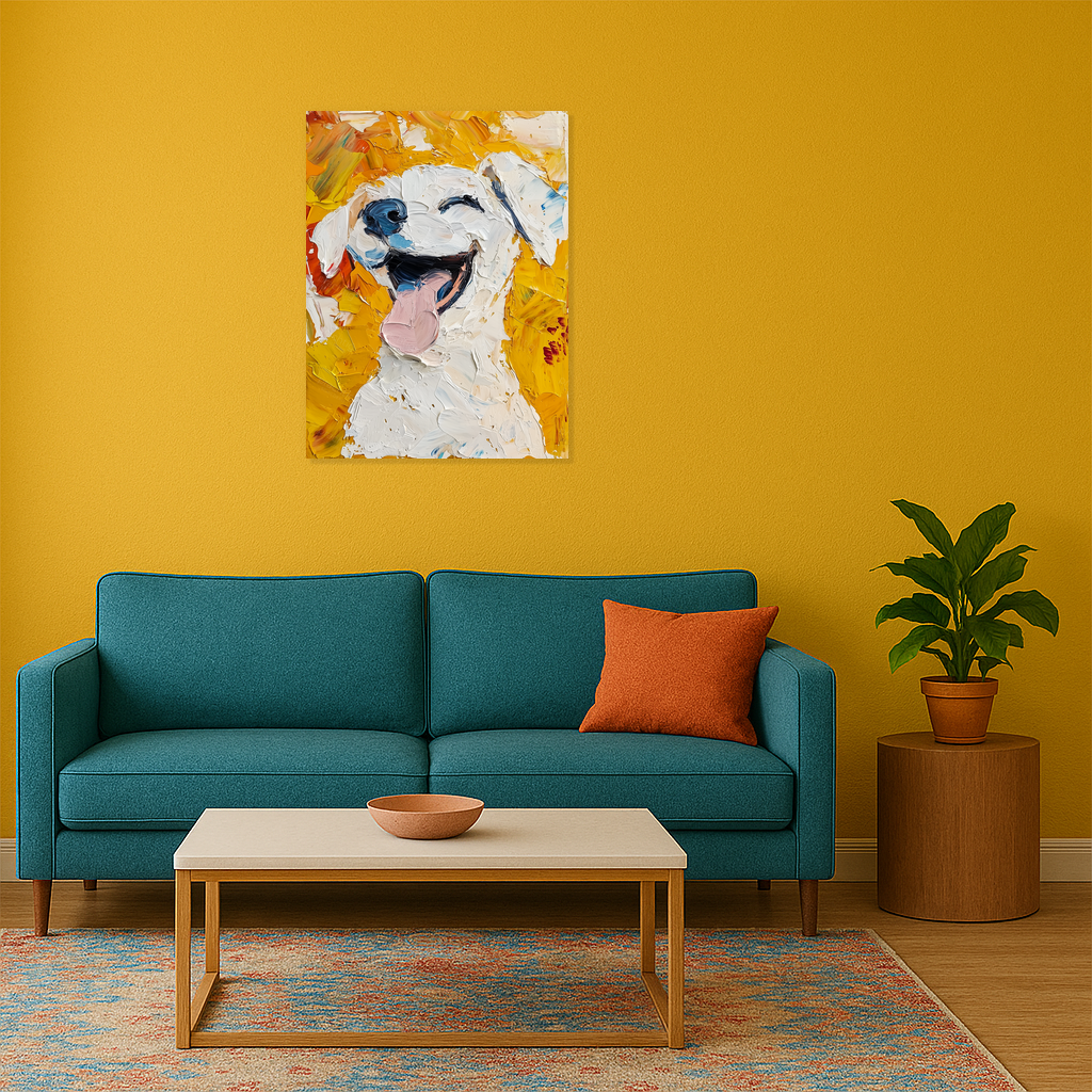 Blije Hond in Dikke Verf