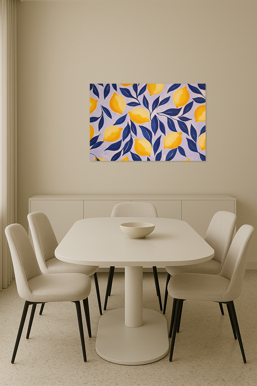 Citroenen en blauwe bladeren patroon