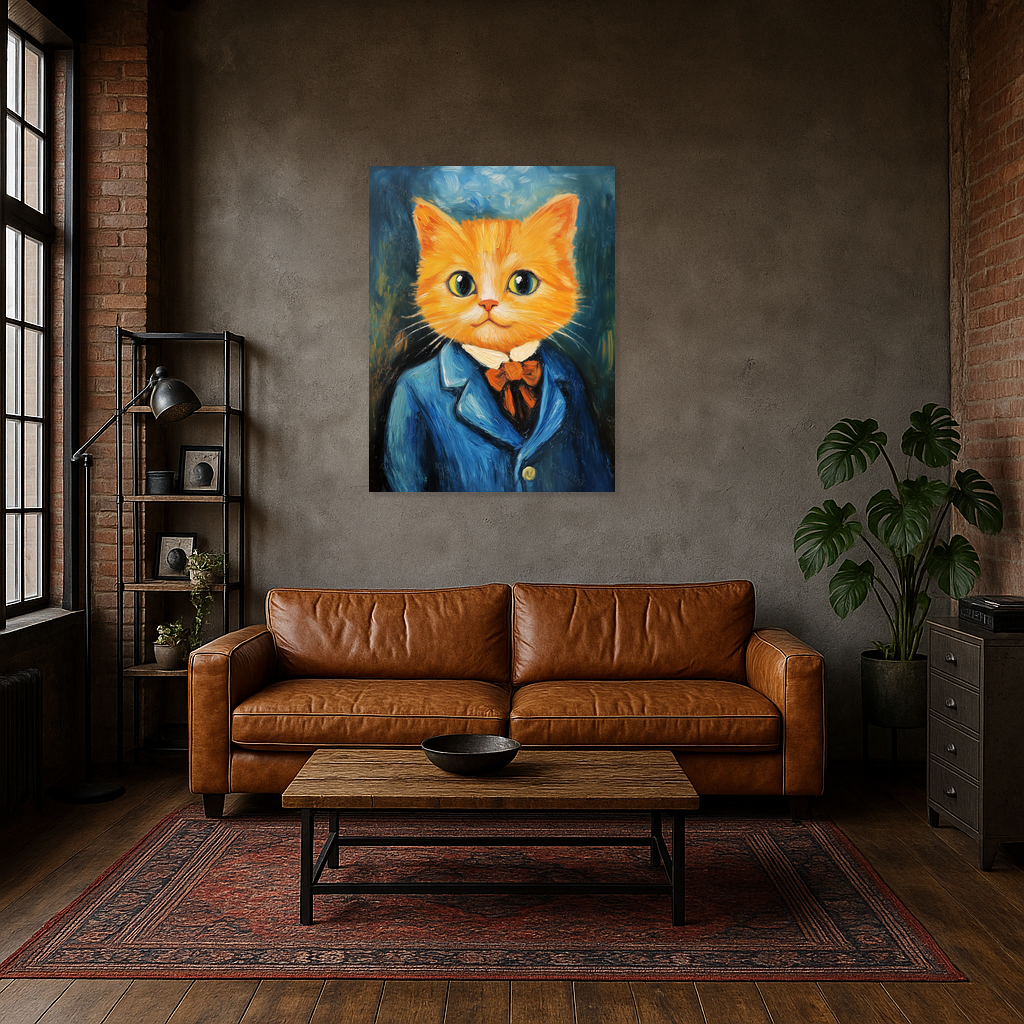 Charmante Kat in Blauw Kostuum
