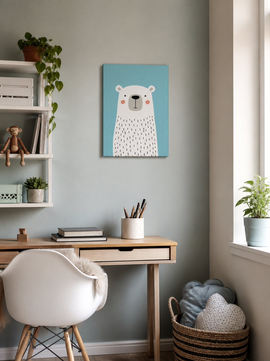 Vrolijke IJsbeer op Blauw