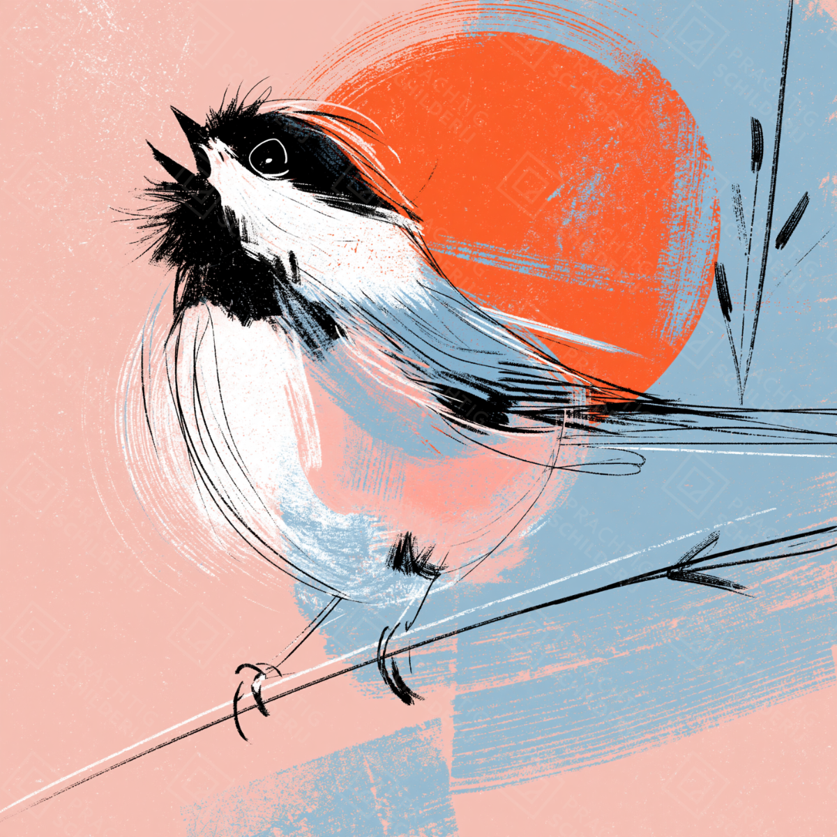 Zingende Vogel in Zonsopgang