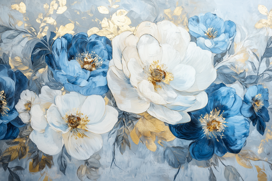 Blauwe en witte bloemenpracht