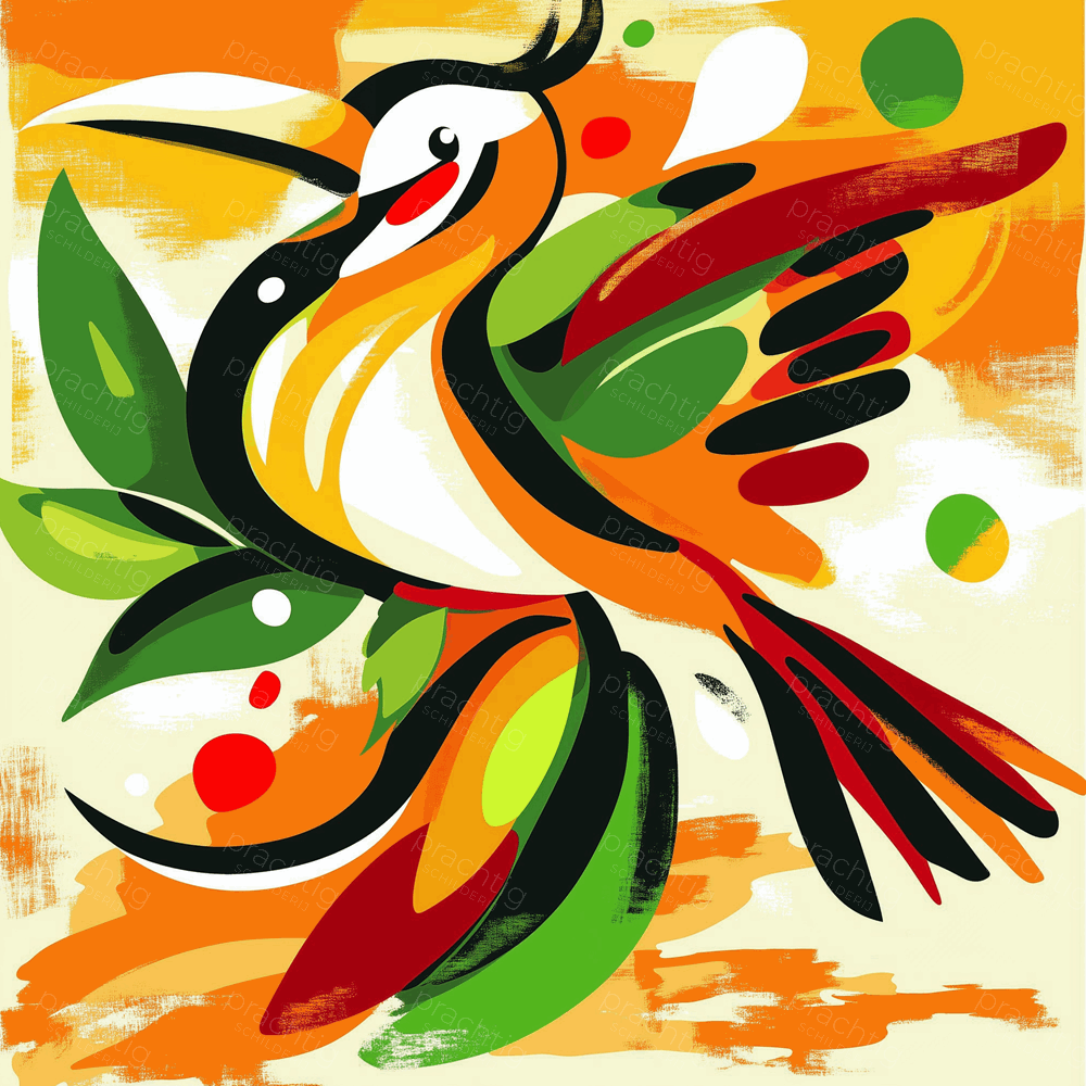 Vogel in Vlucht met Kleurenexplosie
