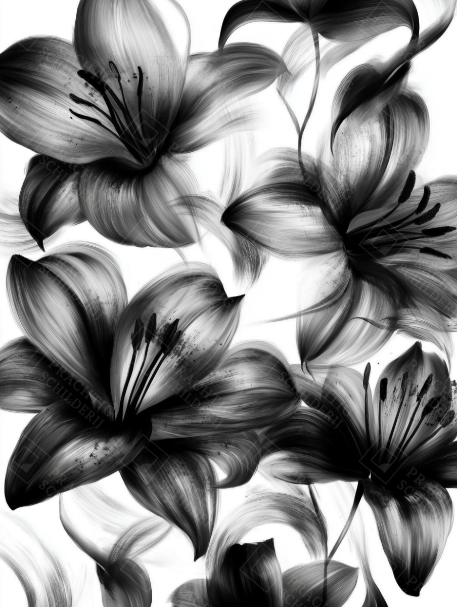 Dansende Zwart-Witte Bloemen