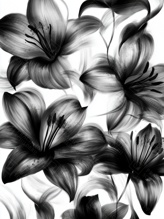Dansende Zwart-Witte Bloemen