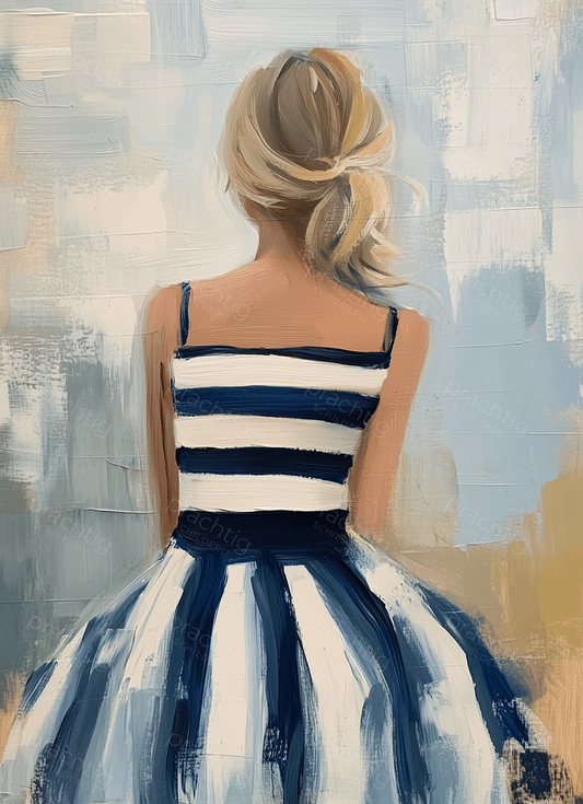 Gestreepte Jurk in Blauwe Tinten