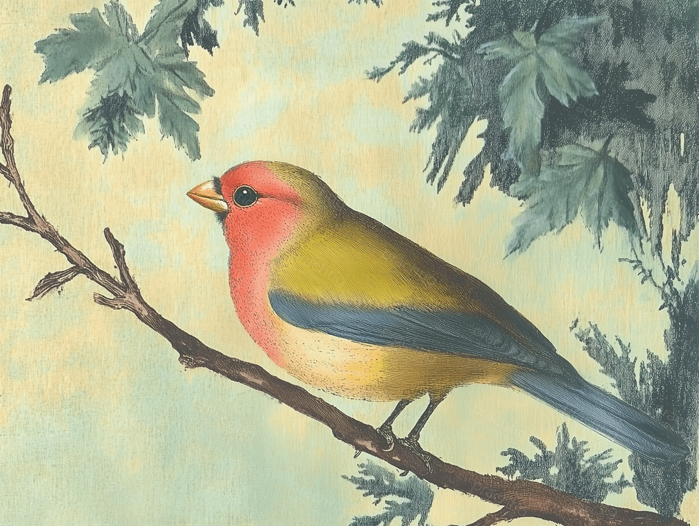 Vink op tak met bladgroen