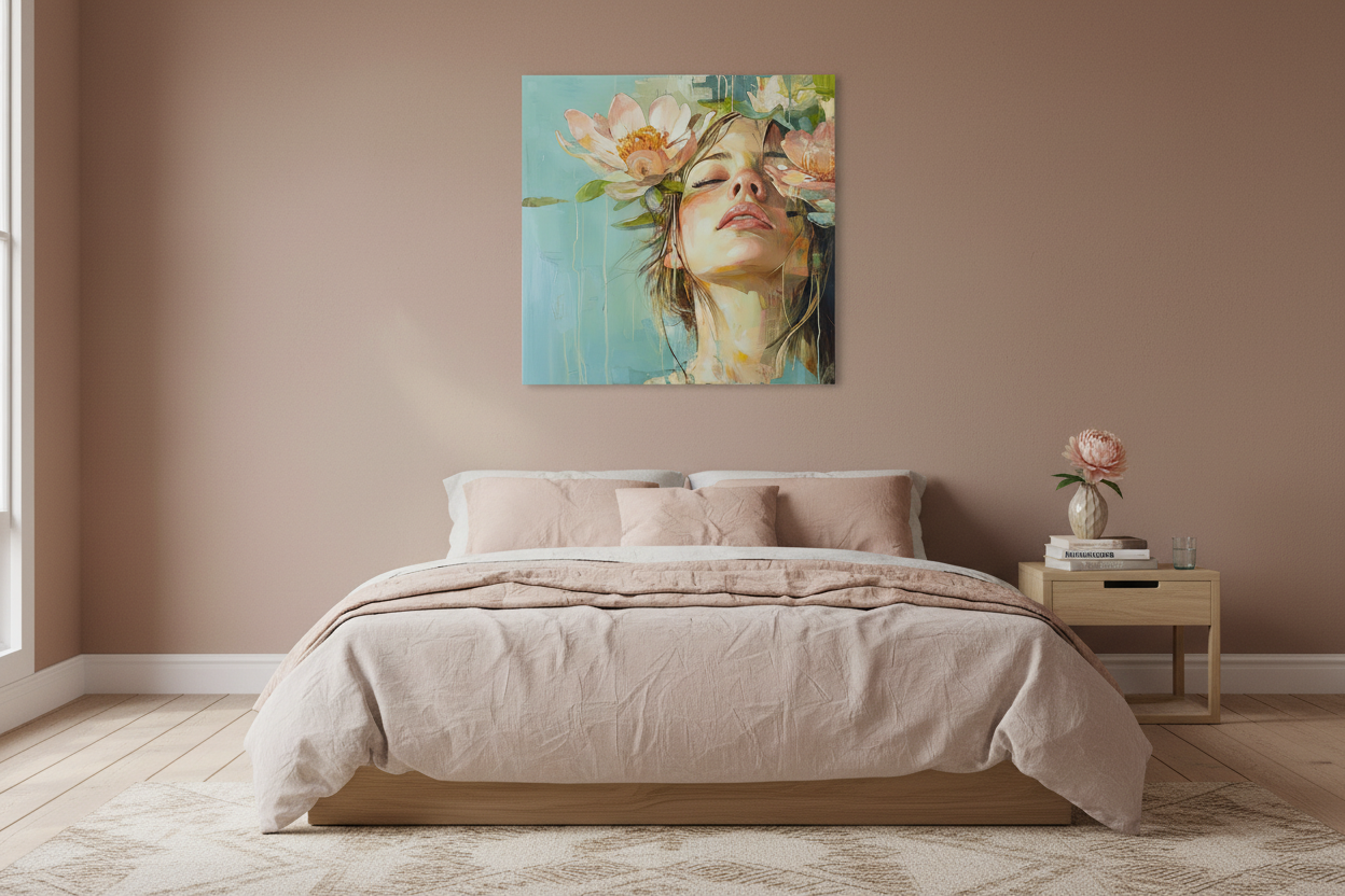 Dromende vrouw met bloemen