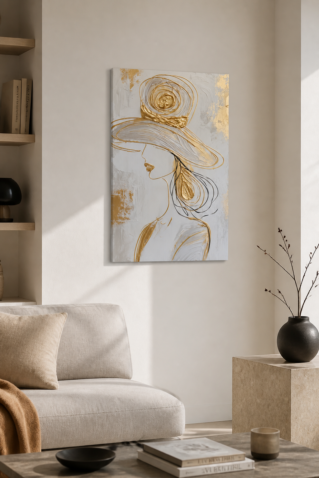 Dame met hoed en goud