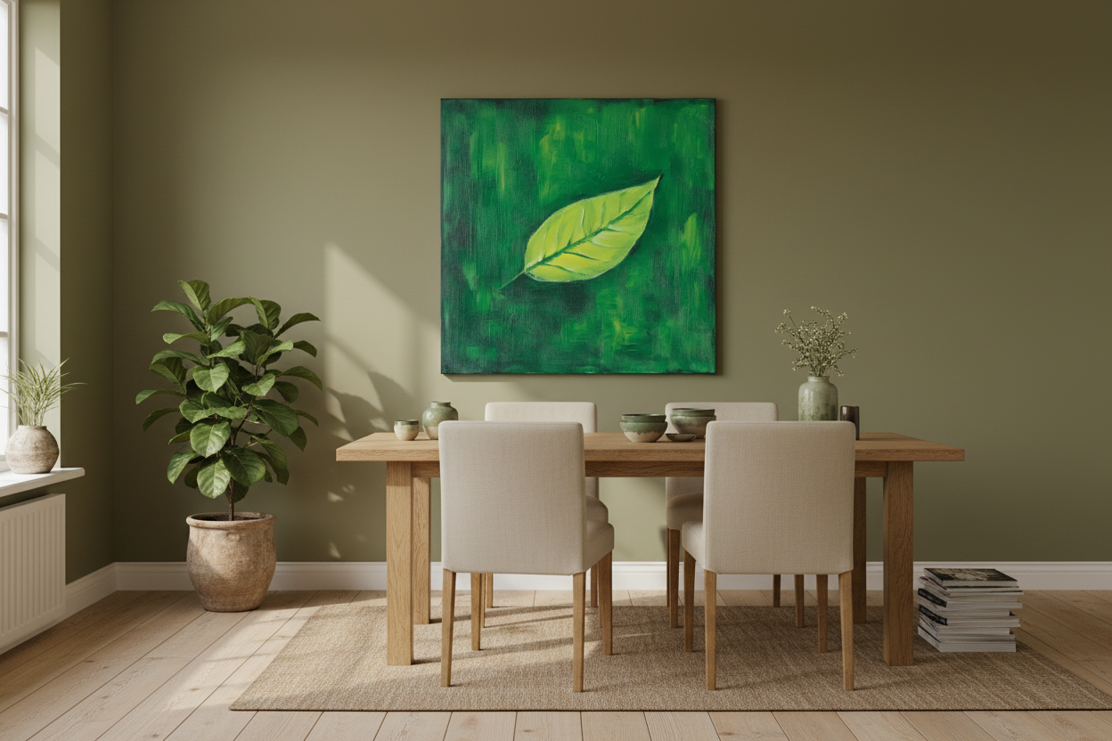 Eenzaam Blad op Groen
