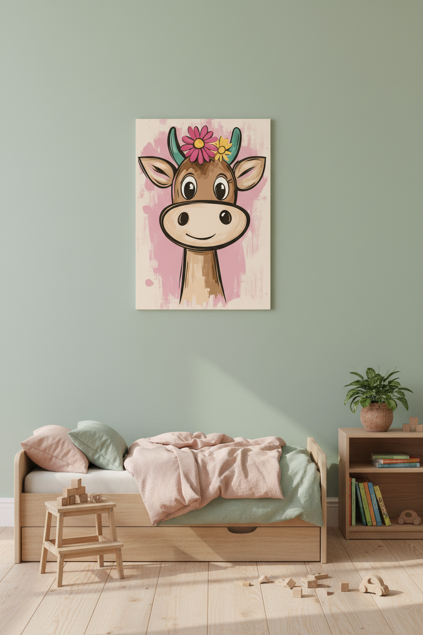 Vrolijke Koe Met Bloemenkrans