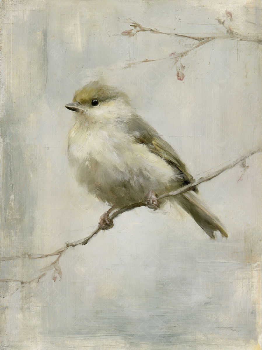 Beige vogeltje op een tak