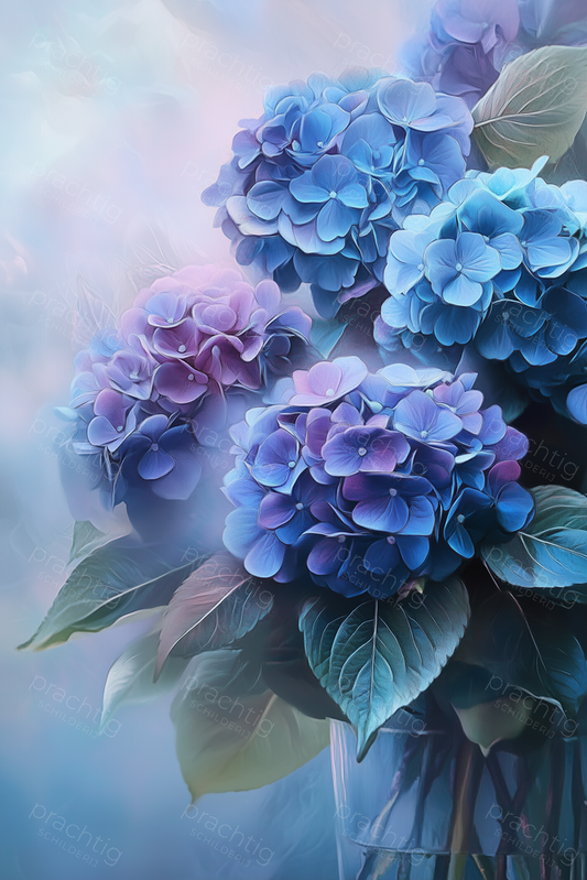 Blauwe Hortensia's in Vaas