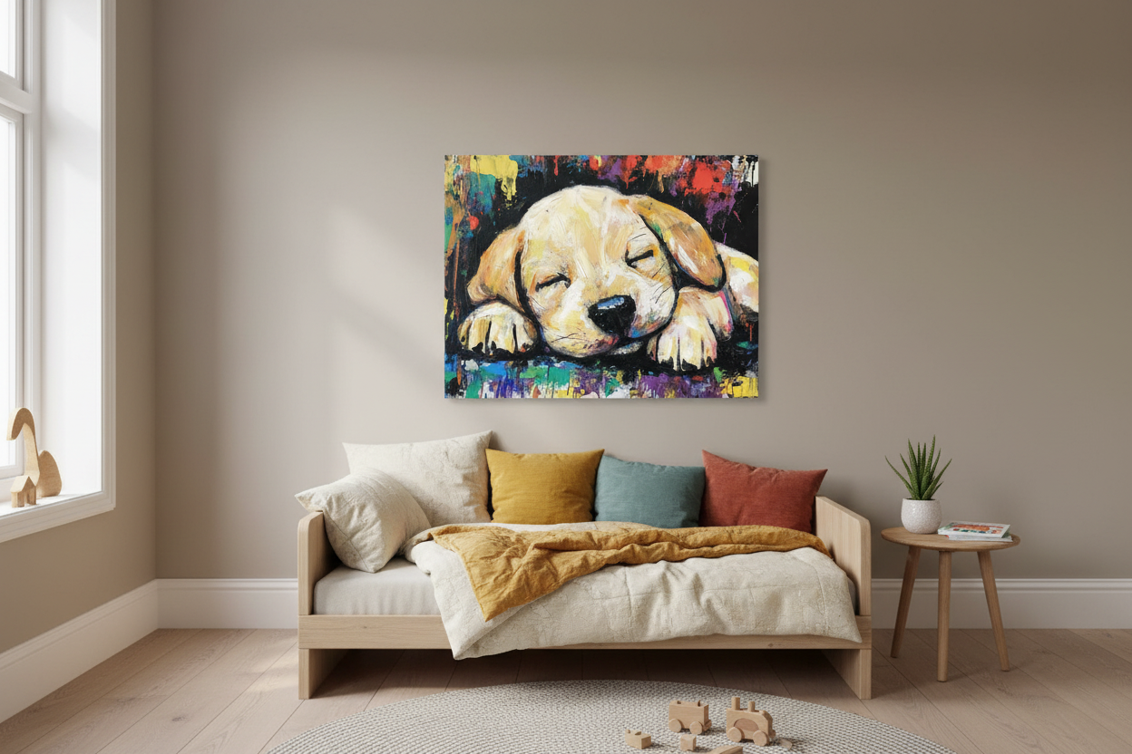 Dromerige Puppy - Kleurrijk Slapende Hond