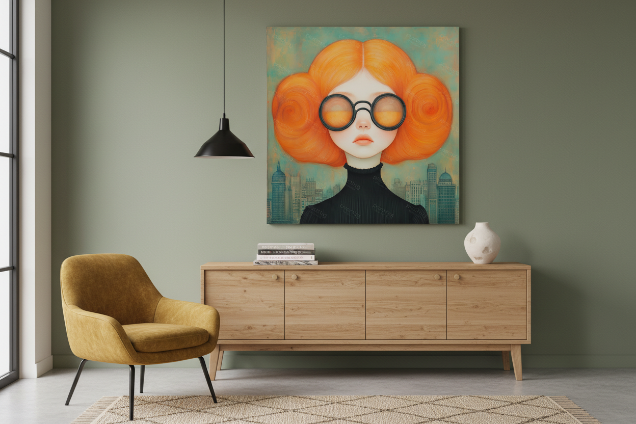 Stijlvolle dame met oranje kapsel