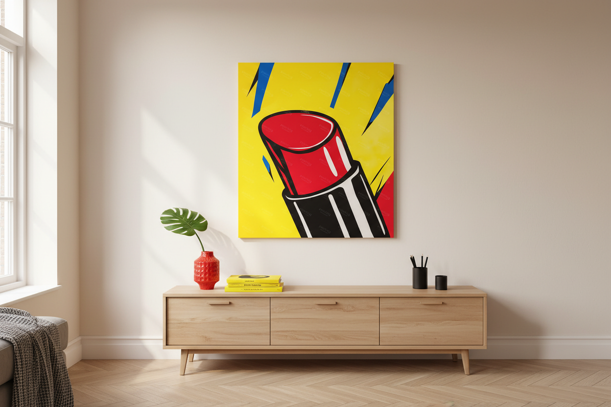 Rode Lippenstift in Popart Stijl
