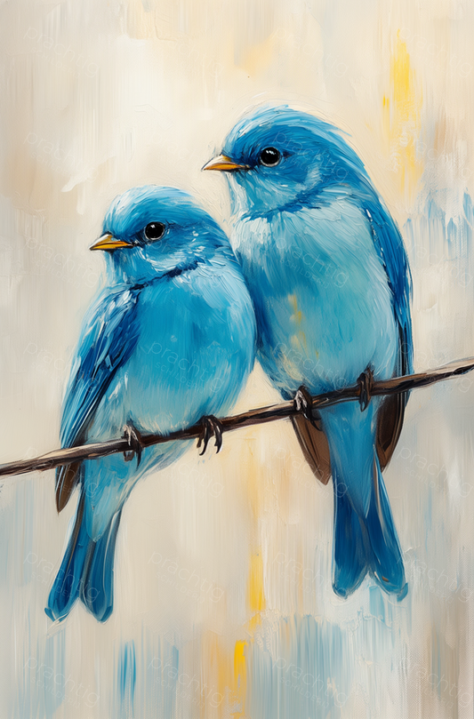 Blauwe vogeltjes op tak