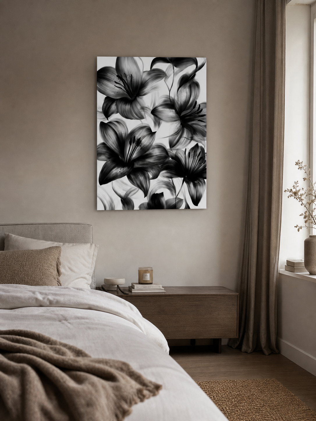 Dansende Zwart-Witte Bloemen