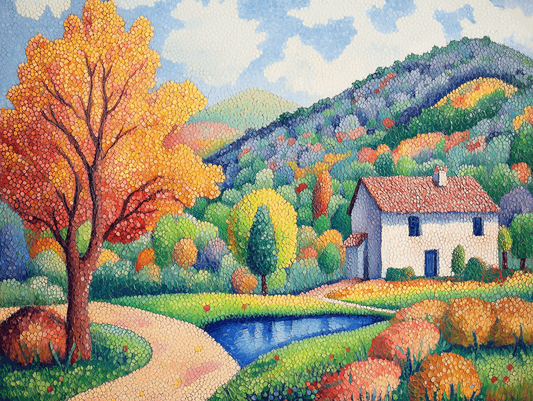 Herfstlandschap met Huis en Boom