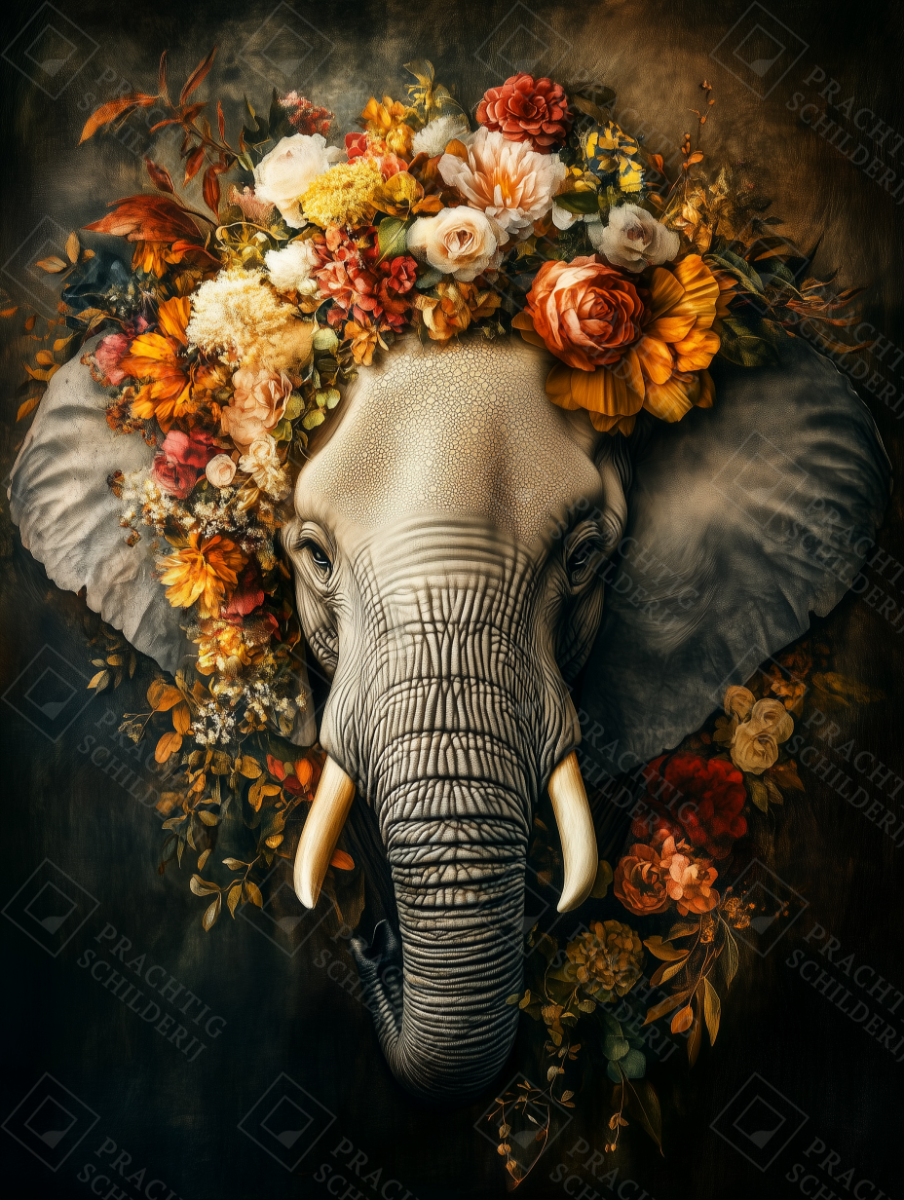 Olifant in bloemenpracht