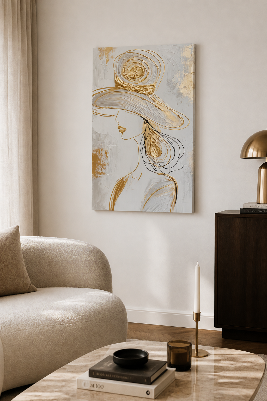 Dame met hoed en goud