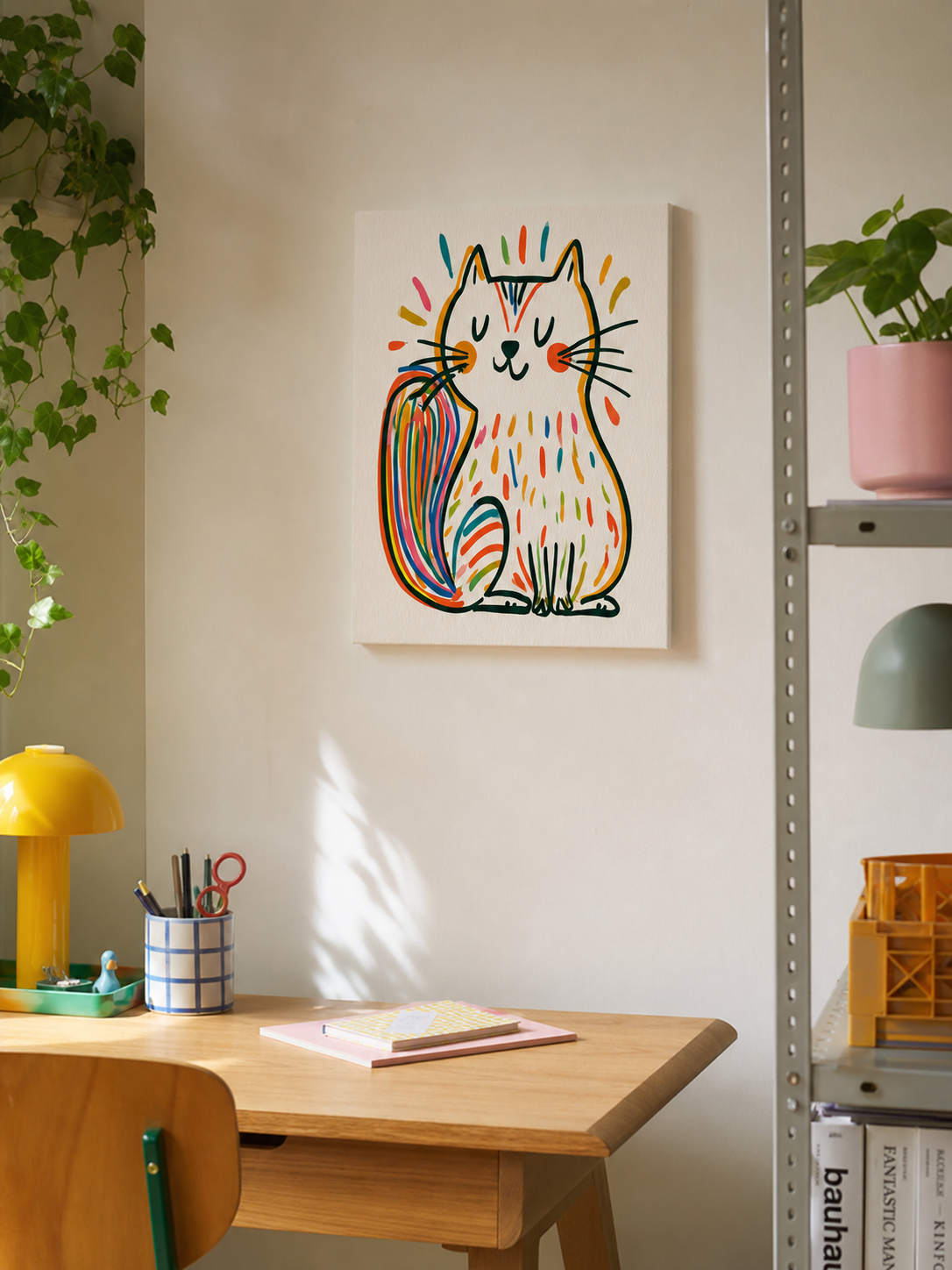 Vrolijke Kat in Regenboogkleuren