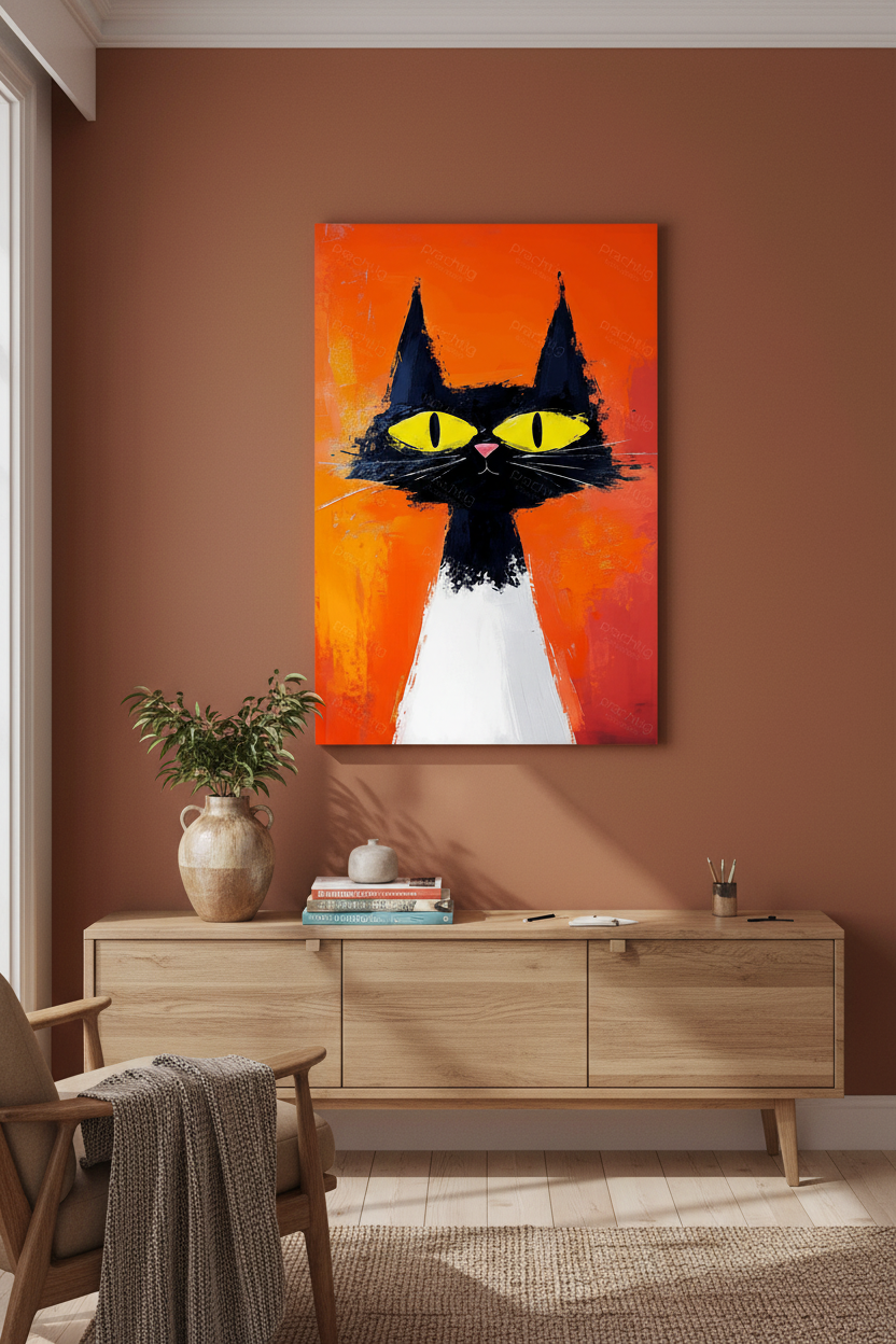 Felgekleurde kat met grote ogen
