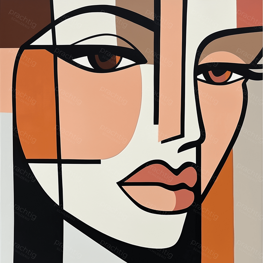 Kubistisch portret met warme tinten