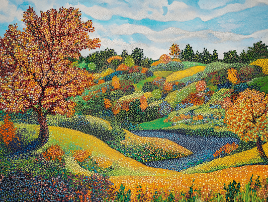 Herfstlandschap met Kleurrijke Puntjes