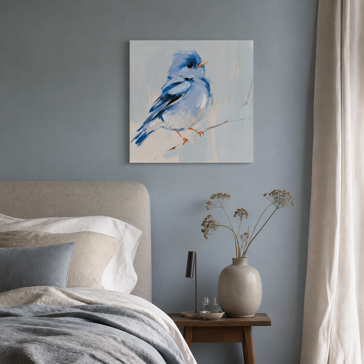 Blauwe Vogel op Tak