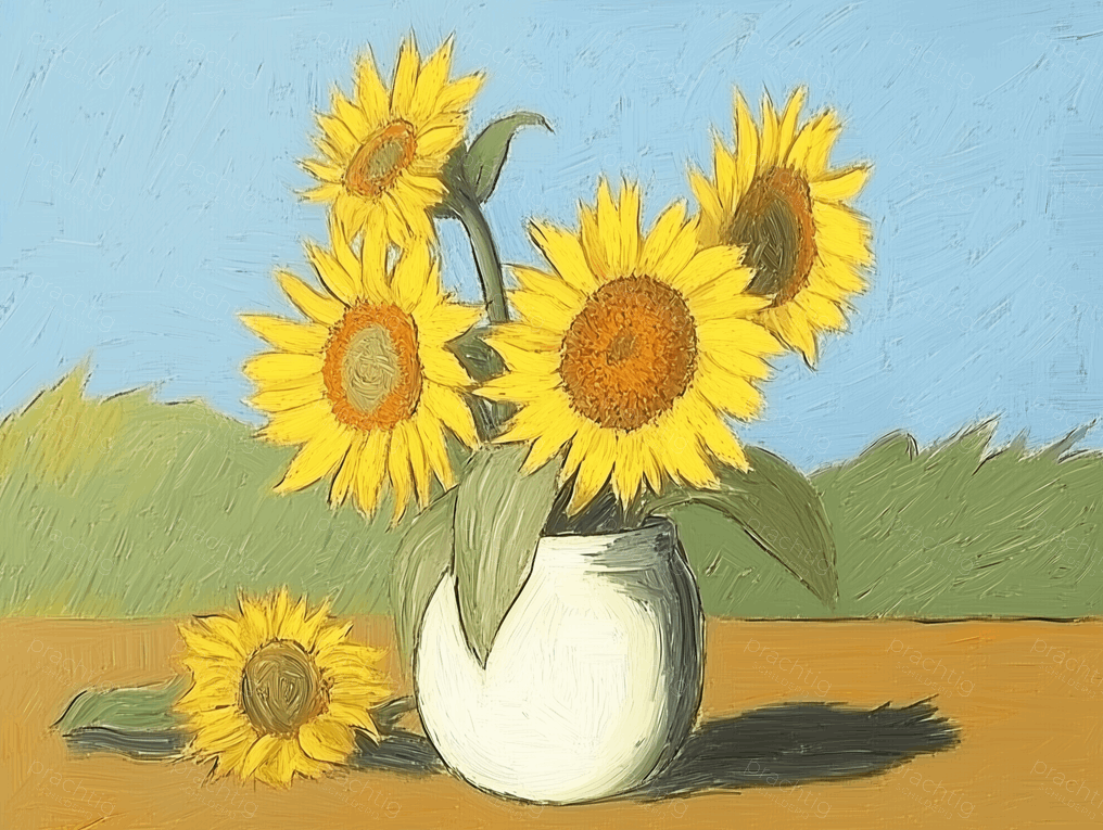 Zonnebloemen in lichte vaas