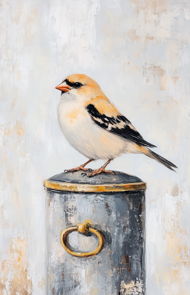 Vogel op Zuil met Gouden Details