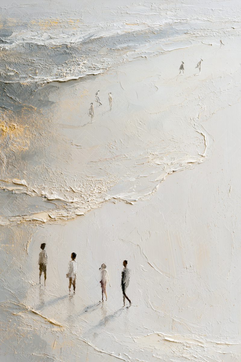 Wandelaars aan het Strand