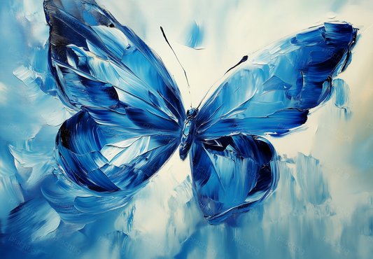 Vliegende blauwe vlinder
