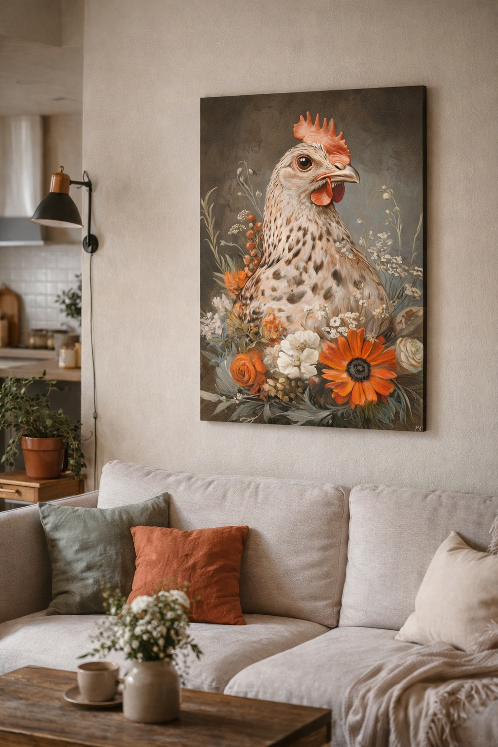 Kleurrijke Kip in Bloemen