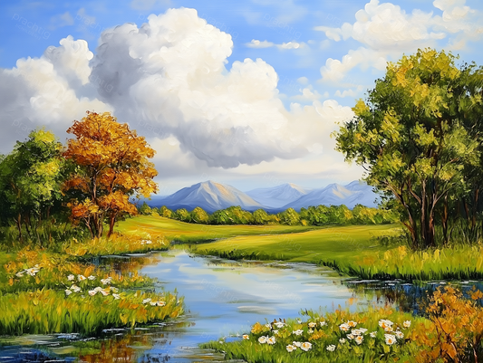 Herfstlandschap Met Wolkenhemel