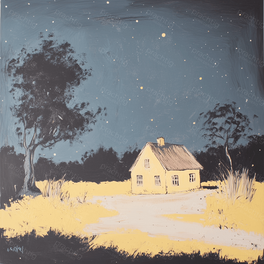 Sterrennacht bij een Geel Huis