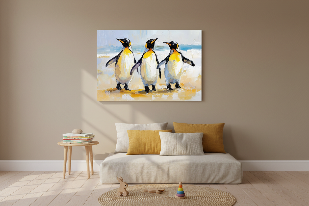 Dansende Pinguïns op het Strand