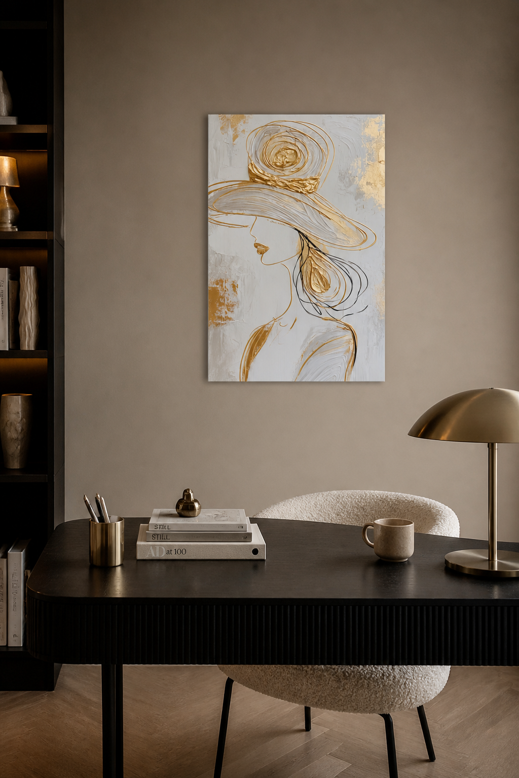 Dame met hoed en goud