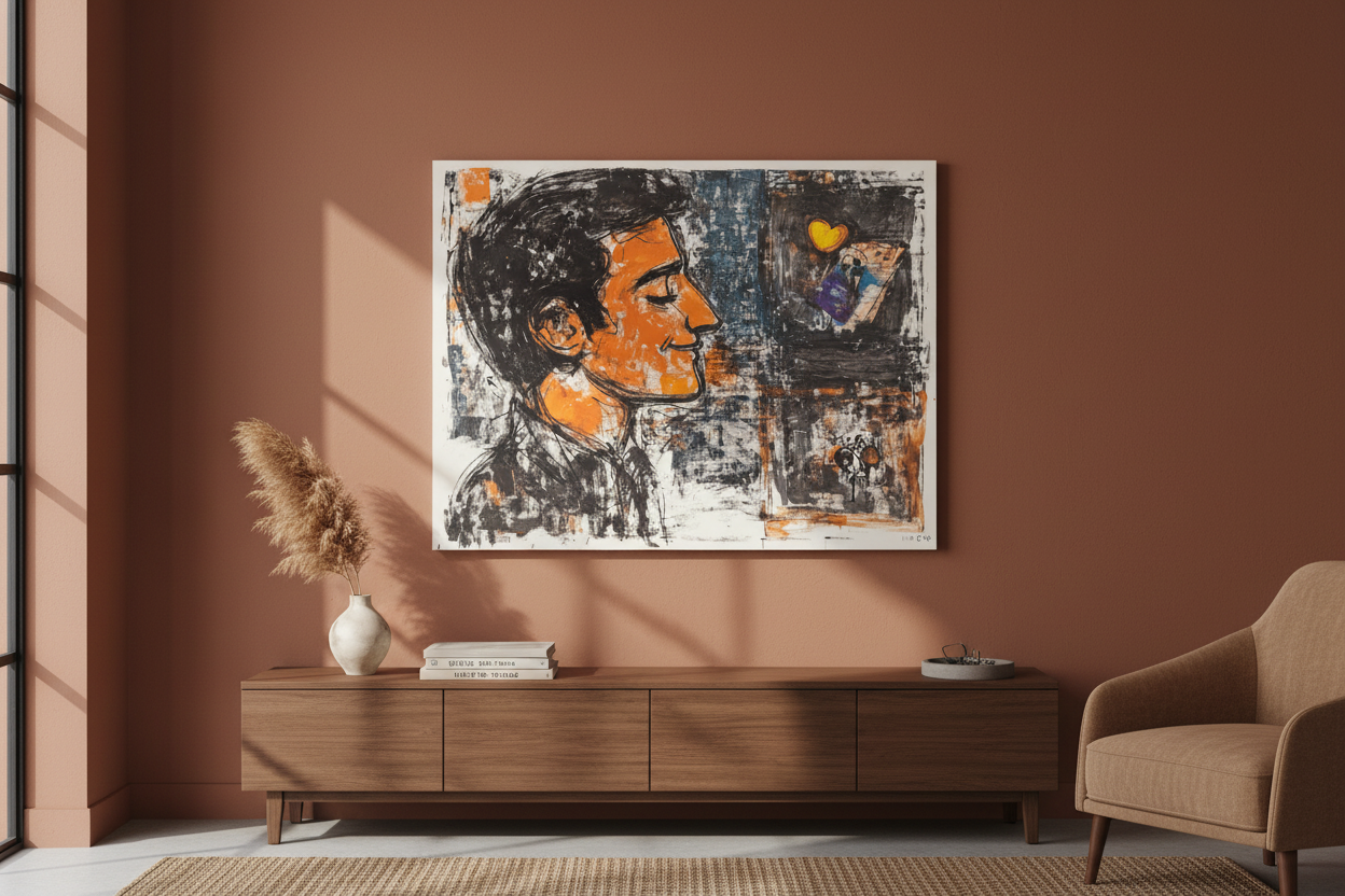 Oranje glimlach in gedachten